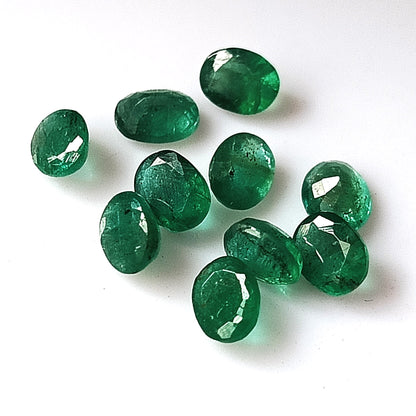 3.30 Carat 10 Pieces 4X5 MM Oval Cut Natural Faceted Zambian Emerald Lot