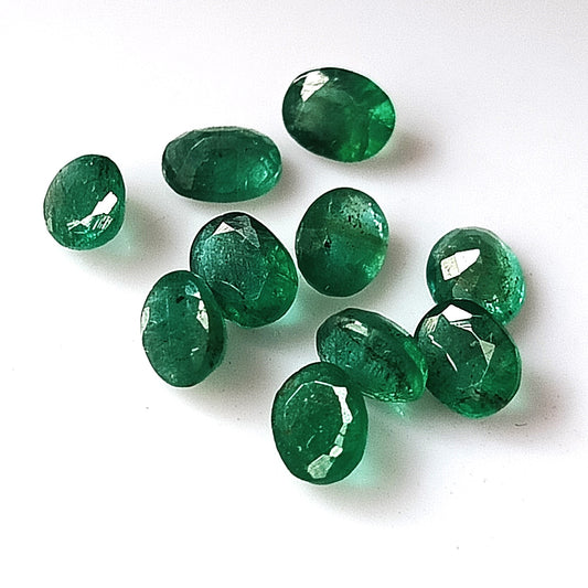3.30 Carat 10 Pieces 4X5 MM Oval Cut Natural Faceted Zambian Emerald Lot