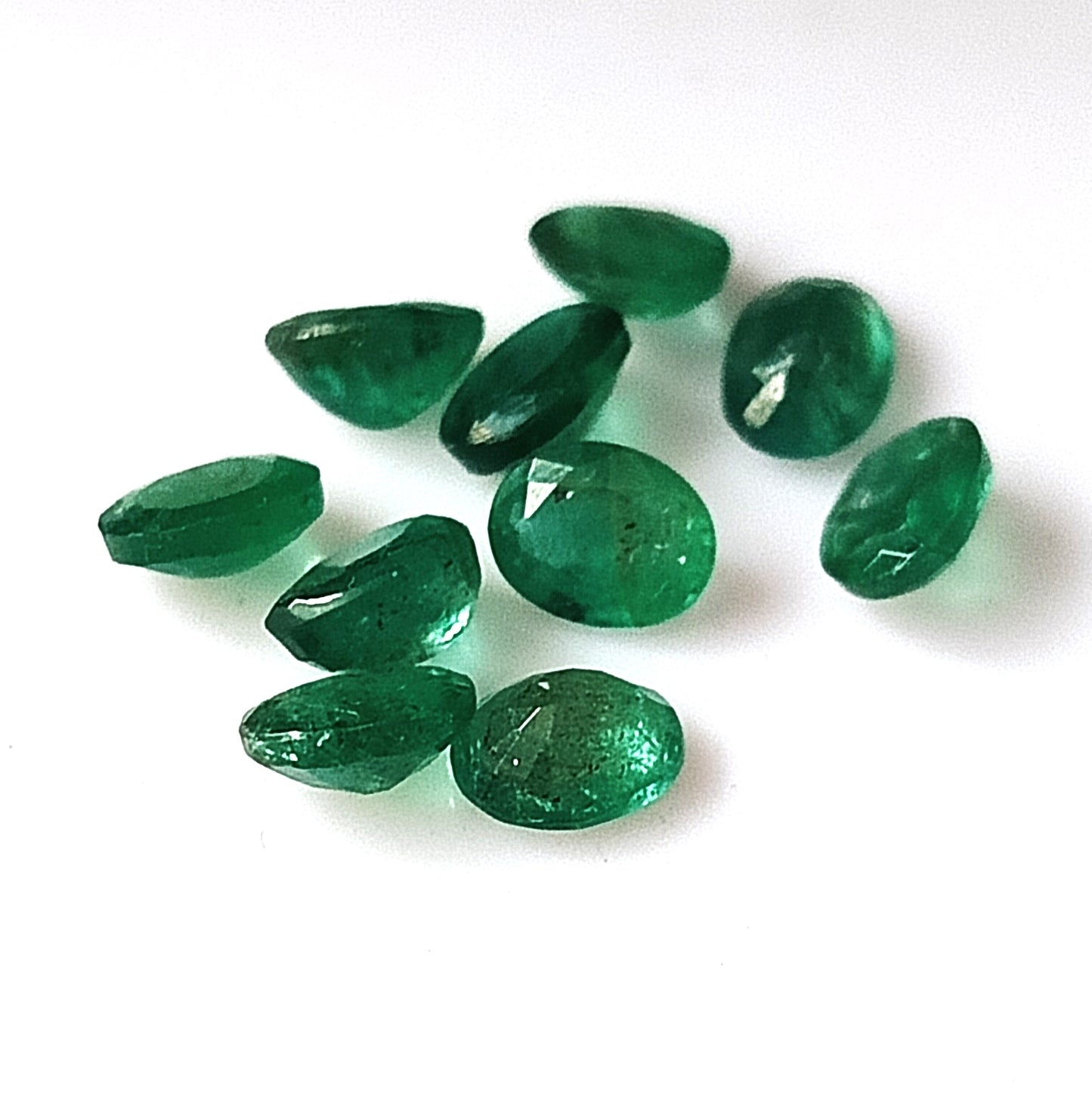 3.30 Carat 10 Pieces 4X5 MM Oval Cut Natural Faceted Zambian Emerald Lot