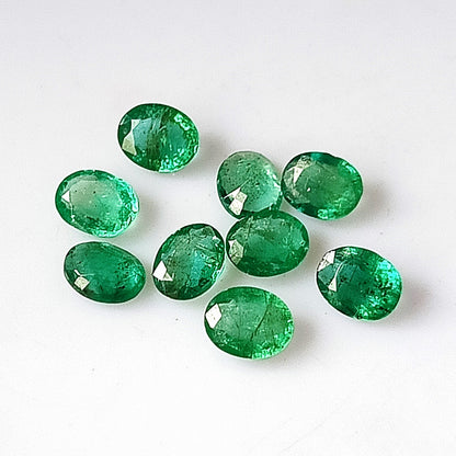 2.70 Carat 9 Pieces 4X5 MM Oval Cut Natural Faceted Zambian Emerald Lot