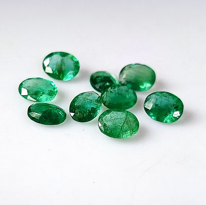 2.70 Carat 9 Pieces 4X5 MM Oval Cut Natural Faceted Zambian Emerald Lot