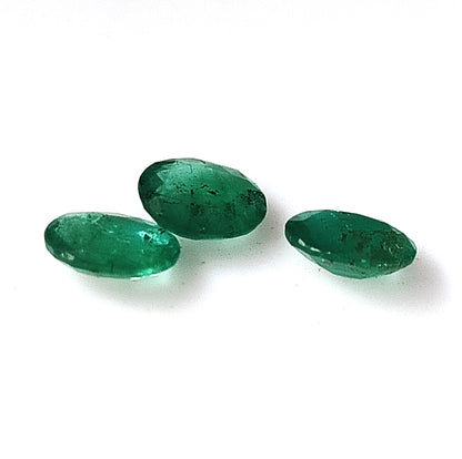 1.40 Carat 3 Pieces 5X6 MM Oval Cut Natural Faceted Zambian Emerald Lot