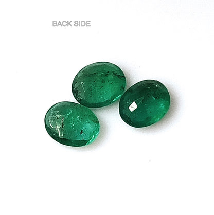 1.40 Carat 3 Pieces 5X6 MM Oval Cut Natural Faceted Zambian Emerald Lot