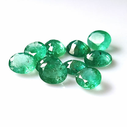 5.60 Carat 10 Pieces 5X6 MM Oval Cut Natural Faceted Zambian Emerald Lot