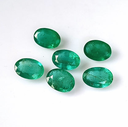 4.0 Carat 6 Pieces 7X5 MM Oval Cut Natural Faceted Zambian Emerald Lot