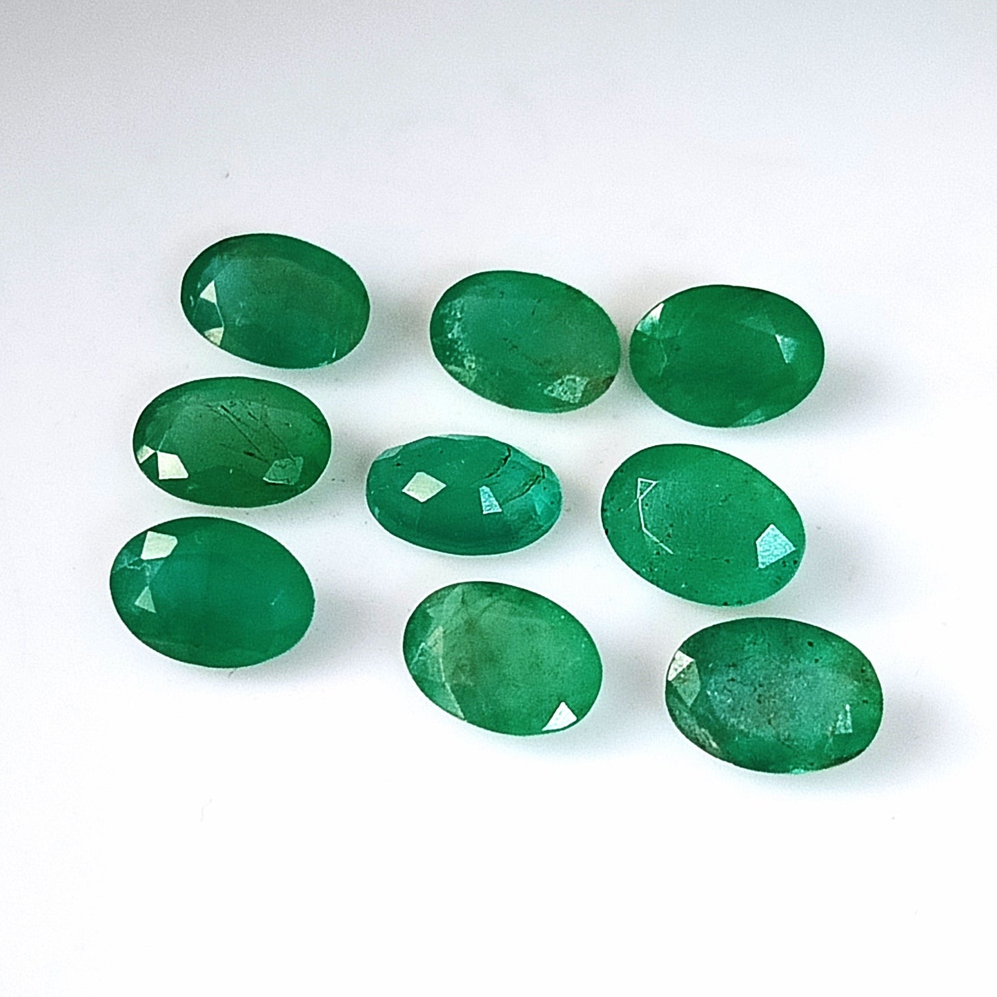 6.45 Carat 9 Pieces 7X5 MM Oval Cut Natural Faceted Zambian Emerald Lot