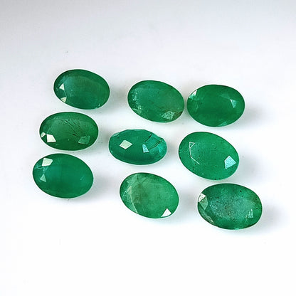 6.45 Carat 9 Pieces 7X5 MM Oval Cut Natural Faceted Zambian Emerald Lot