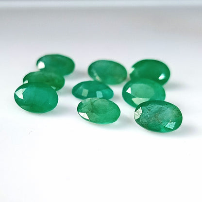 6.45 Carat 9 Pieces 7X5 MM Oval Cut Natural Faceted Zambian Emerald Lot