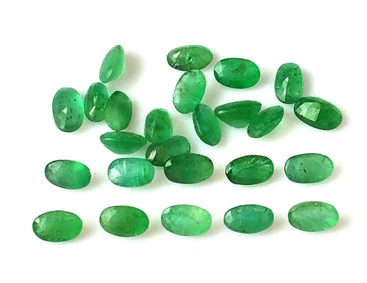 5.45 Carat 25 Pieces 3X5 MM Oval Cut Natural Faceted Zambian Emerald Lot
