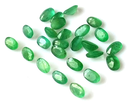 5.45 Carat 25 Pieces 3X5 MM Oval Cut Natural Faceted Zambian Emerald Lot