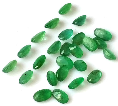 5.45 Carat 25 Pieces 3X5 MM Oval Cut Natural Faceted Zambian Emerald Lot