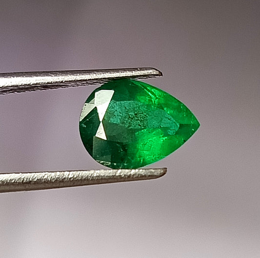 1.40 Carat 6.7X9X4.2 MM (WXLXD) Natural Zambian Pear Cut Emerald Loose Gemstone