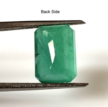 3.75 Carat 7.6X10.7X5.7 (WXLXD) Natural Zambian Emerald Cut Emerald