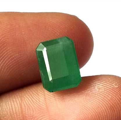 3.60 Carat 7.5X10.1X6 (WXLXD) Natural Zambian Emerald Cut Emerald