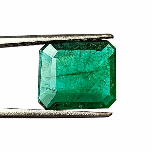 3.85 Carat 10.6X12.2X3 (WXLXD) Natural Zambian Cushion Cut Emerald
