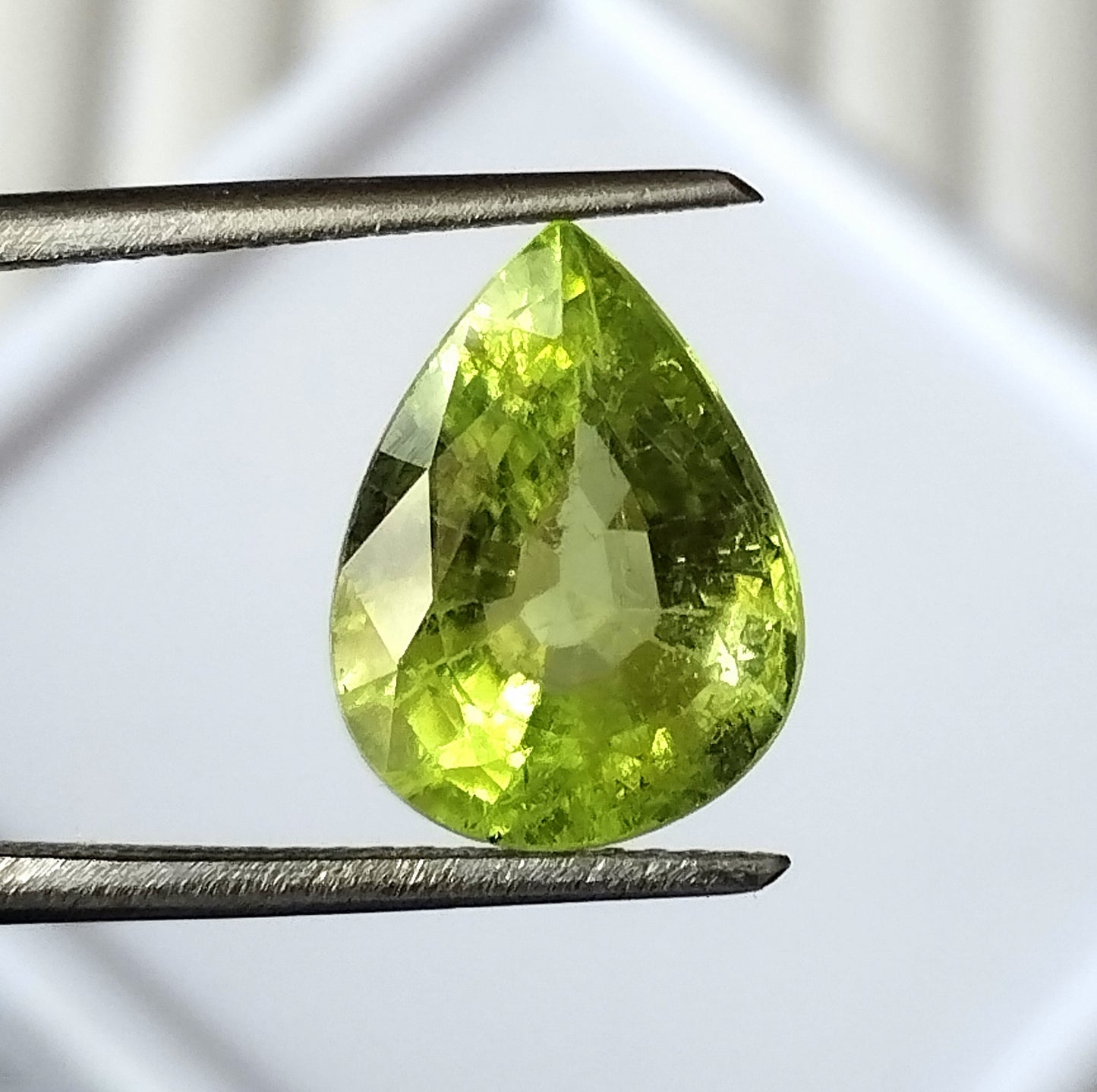 4.20 Carat 9X12X6.3 (WXLXD) Natural Pear Cut Green Tourmaline Gemstone
