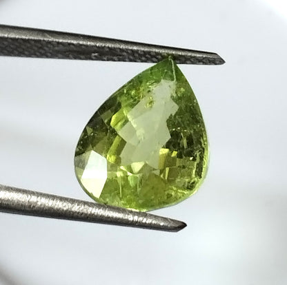 4.20 Carat 9X12X6.3 (WXLXD) Natural Pear Cut Green Tourmaline Gemstone