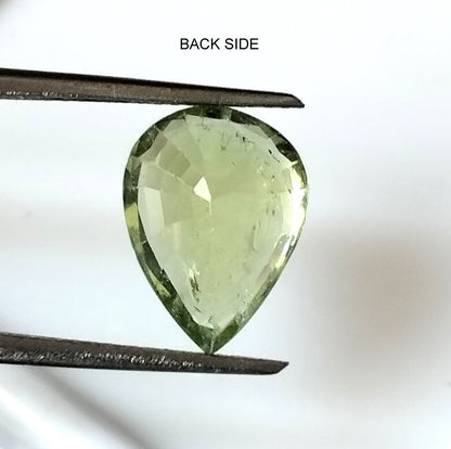 4.20 Carat 9X12X6.3 (WXLXD) Natural Pear Cut Green Tourmaline Gemstone