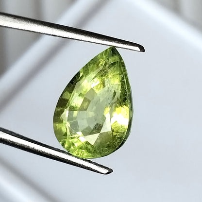 4.20 Carat 9X12X6.3 (WXLXD) Natural Pear Cut Green Tourmaline Gemstone