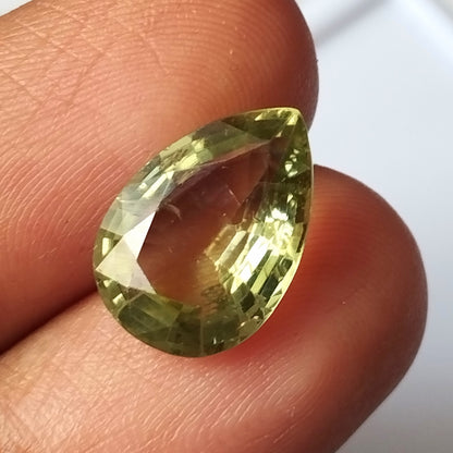 4.85 Carat 10.5X14.6X5.2 (WXLXD) Natural Pear Cut Green Tourmaline Gemstone