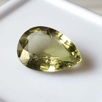 4.85 Carat 10.5X14.6X5.2 (WXLXD) Natural Pear Cut Green Tourmaline Gemstone