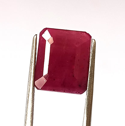 7.20 CARAT 10X12X4.7 (WXLXD)  NATURAL EMERALD CUT MOSAMBIQUE RUBY
