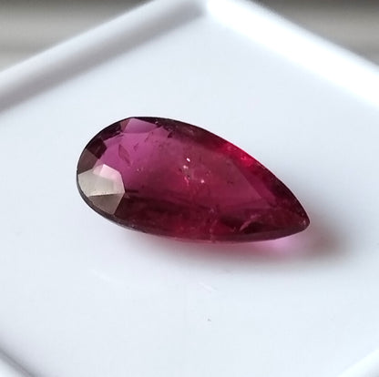 4.10 Carat 9X15.4X4.4 (WXLXD) Natural Pear Cut Rubellite Tourmaline Gemstone