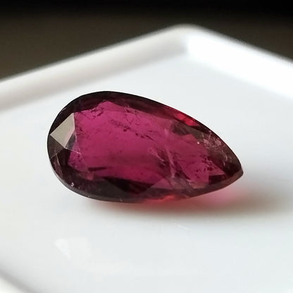 4.50 Carat 7.9X13.5X6 (WXLXD) Natural Pear Cut Rubellite Tourmaline Gemstone