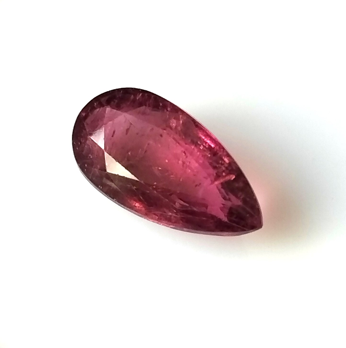 3.65 Carat 7X13.3X5.2 (WXLXD) Natural Pear Cut Rubellite Tourmaline Gemstone