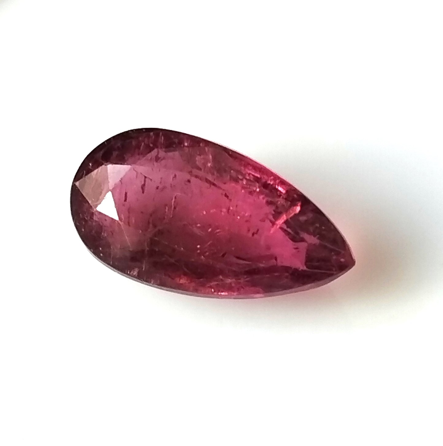 3.65 Carat 7X13.3X5.2 (WXLXD) Natural Pear Cut Rubellite Tourmaline Gemstone