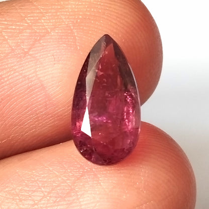 3.65 Carat 7X13.3X5.2 (WXLXD) Natural Pear Cut Rubellite Tourmaline Gemstone